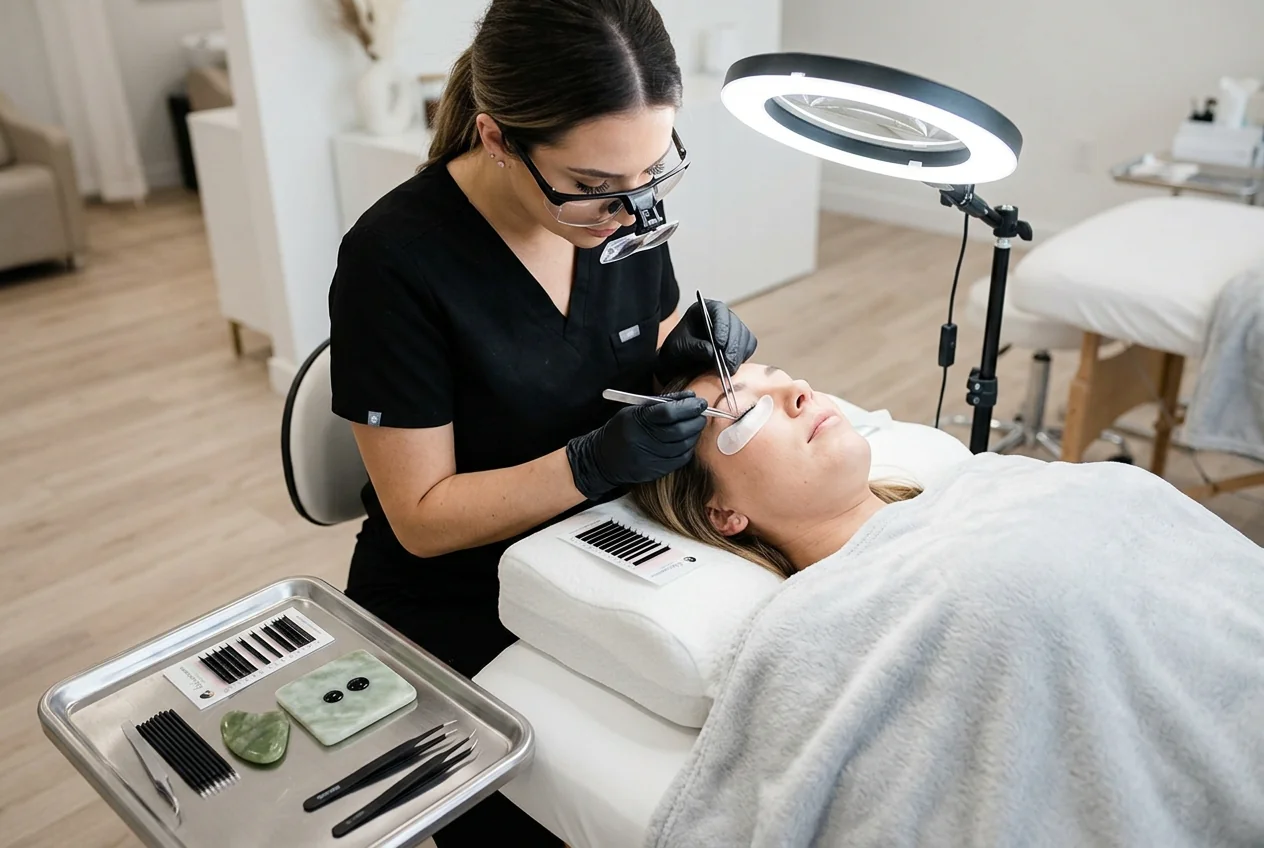 Eyelash extensions and tinting treatment